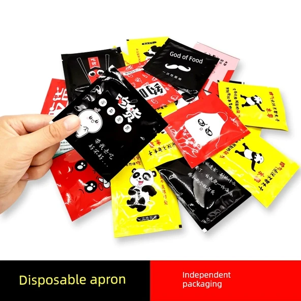 Plastik Su Geçirmez Mutfak Önlüğü - Şanslı Desenli - 100'lü Paket - Resim 4