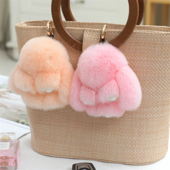Mini Sevimli Peluş Tavşan Bebek Anahtarlık - Nane Yeşili - 6