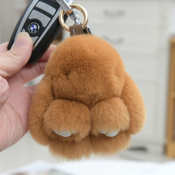 Mini Sevimli Peluş Tavşan Bebek Anahtarlık - Haki