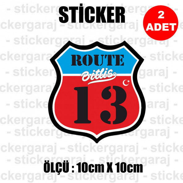 13 BİTLİS 2 adet plaka sticker - il sehir rota etiket - kask motosiklet otomobil araba pc laptop bilgisayar cam uyumlu