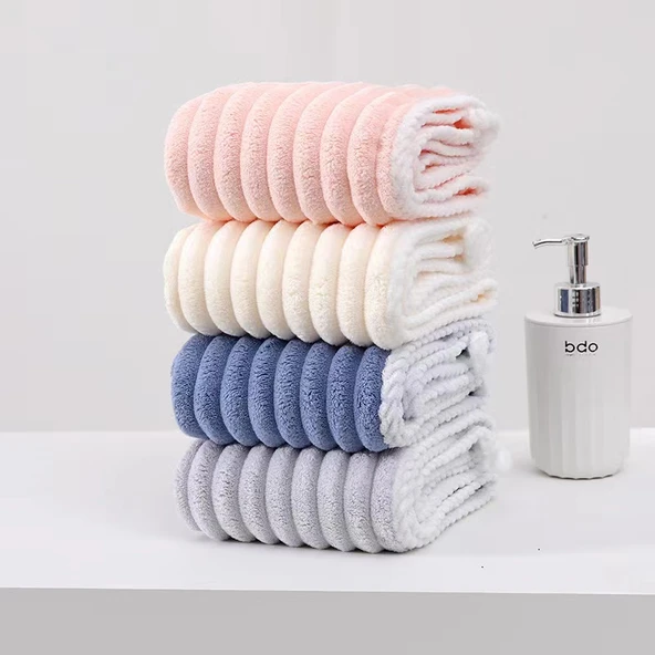 Pamuklu Emici Banyo Havlusu 3'lü Set - Pembe - 7