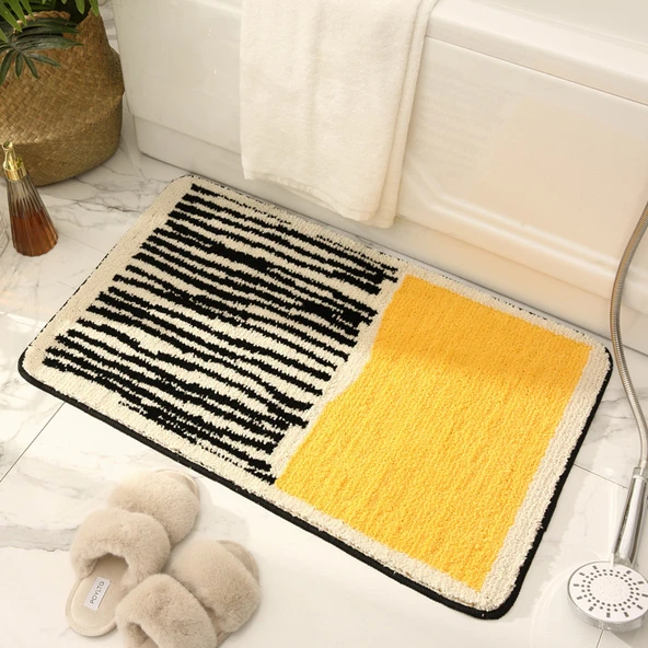 Kaymaz Banyo Paspası - 50x80cm - Filarmoni Şehri - Sarı