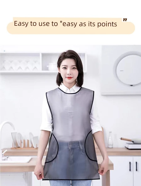 TPU Su Geçirmez Yağ Geçirmez Mutfak Önlüğü - Siyah Bel Bağcıklı - Uzun - Resim 10