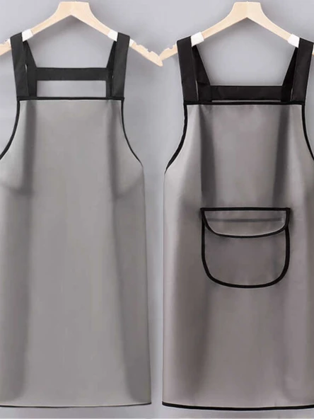 TPU Su Geçirmez Yağ Geçirmez Mutfak Önlüğü - Siyah Bel Bağcıklı - Uzun - Resim 4