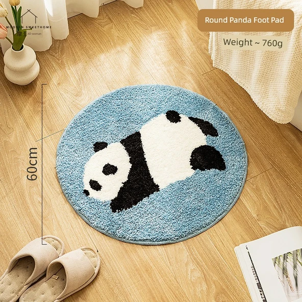 Yuvarlak Panda Ayak Paspası - 60cm - Flok