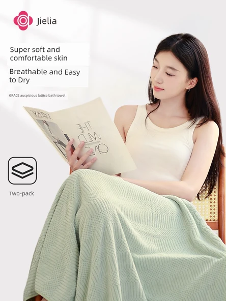 Polyester Banyo Havlusu Seti - Şeftali Tozu + Mint Yeşili (2 Adet) - 2