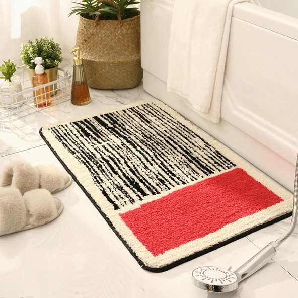 Kaymaz Banyo Paspası - 45x70cm - Filarmoni Şehri - Kırmızı