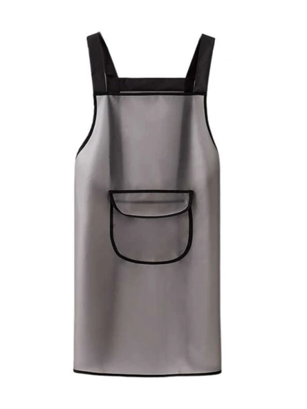 TPU Su Geçirmez Yağ Geçirmez Mutfak Önlüğü - Siyah Bel Bağcıklı - Uzun - Resim 6