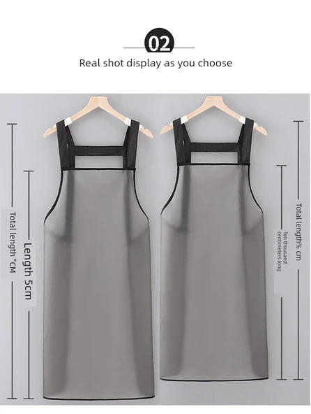 TPU Su Geçirmez Yağ Geçirmez Mutfak Önlüğü - Siyah Bel Bağcıklı - Uzun - Resim 3