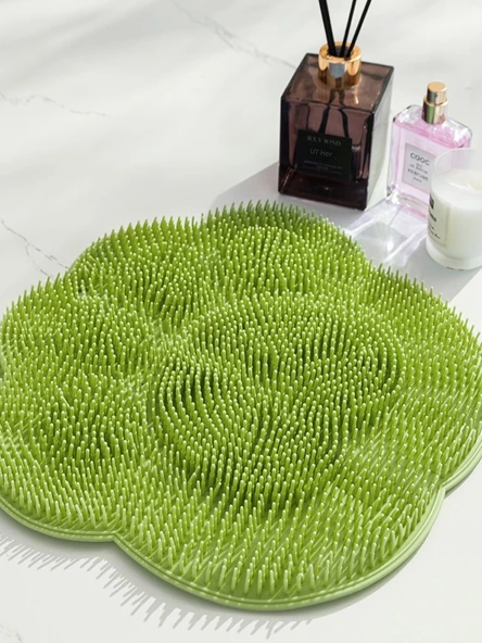 Yuvarlak Banyo Masaj Matı - Kalınlaştırılmış Yumuşak Kedi Pençesi Desenli Pudra (30cm Çap) - 2