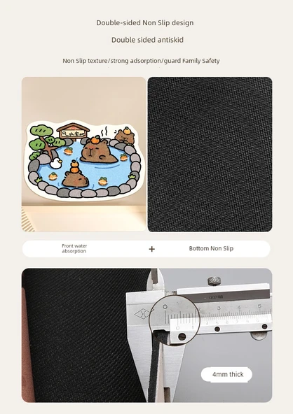 Hızlı Kuruyan Emici Banyo Paspası - Bebek Fil Duş Desenli - 10