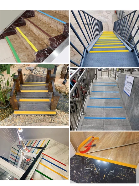 Kendinden Yapışkanlı PVC Kaymaz Basamak Matı - 0x3cm Kahverengi - Resim 6