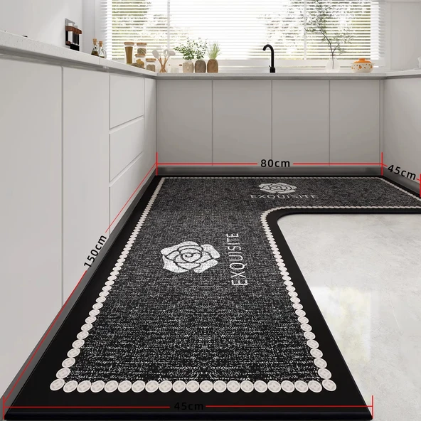 Kaymaz Su Geçirmez Mutfak Halısı - 80*150*45cm - Ruilei (L Tipi)