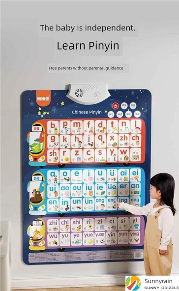 Pinyin + Çince Karakterler + Harfler Değer Seti (3'lü) Duvar Tablosu - 9