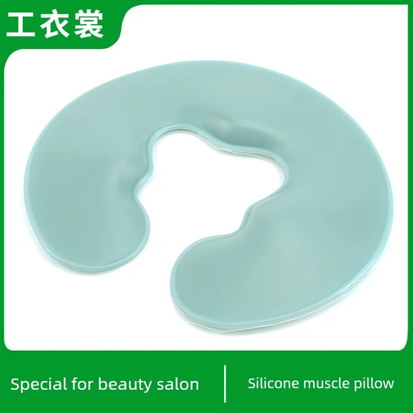Silikon Yüz Yastığı - Güzellik Yatağı - 2. Nesil Matcha Yeşili - Yumuşak Taban - U Şekilli - 2.5cm