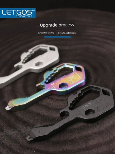 Çok Amaçlı Anahtarlık Aleti - ET010 Kumlanmış Gri - Kancalı Model - Resim 3