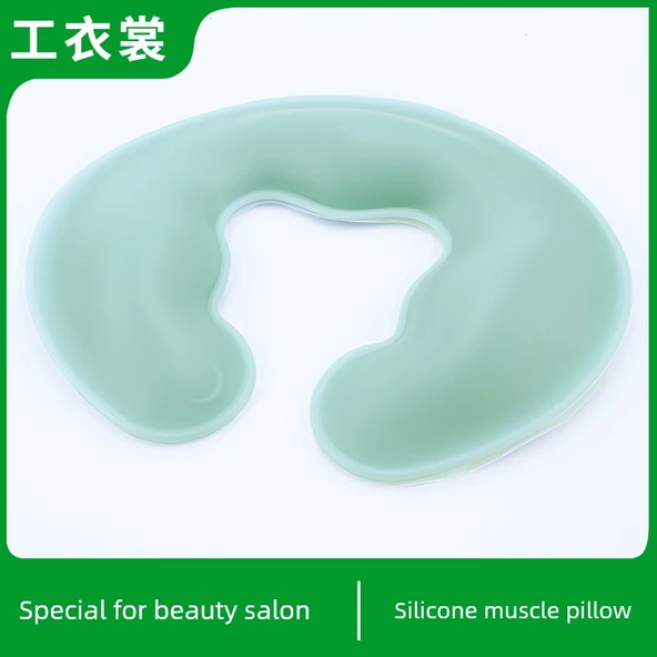 Silikon Yüz Yastığı - Güzellik Yatağı - 3. Nesil Matcha Yeşili - Yumuşak Taban - U Şekilli - 3.5cm