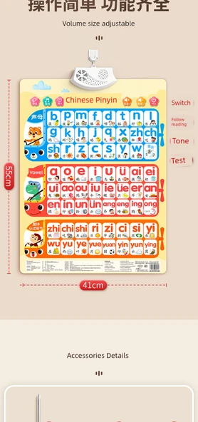 Çince Pinyin Alfabe Duvar Tablosu - Pinyin, Sayı (2'li) - 11
