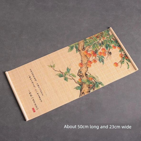 Çin Tarzı Bambu Çay Matı - Huaqing Sarayı - 23x50cm