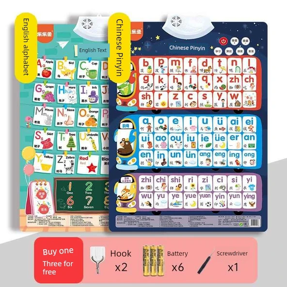 Pinyin + Harfler Değer Seti (2'li) Duvar Tablosu