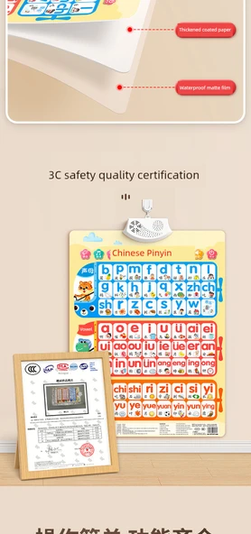 Çince Pinyin Alfabe Duvar Tablosu - Pinyin, Sayı (2'li) - 10