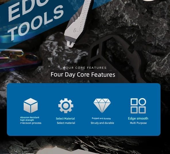 Çok Amaçlı Anahtarlık Aleti - ET010 Kumlanmış Gri - Kancalı Model - Resim 8