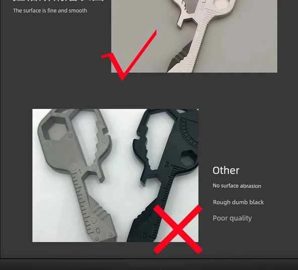 Çok Amaçlı Anahtarlık Aleti - ET010 Kumlanmış Gri - Kancalı Model - Resim 11