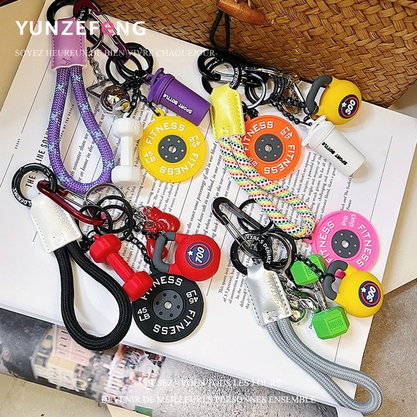 Dambıl ve Halter Anahtarlık - Kırmızı Küçük Kolye - 6