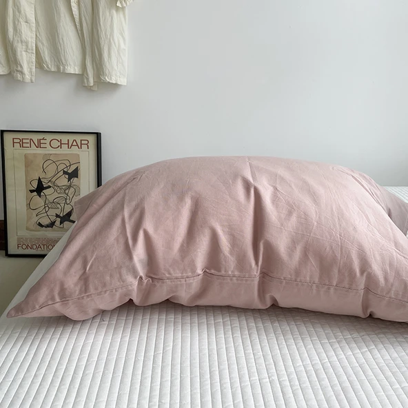 Pamuk Yastık Kılıfı 48x74 cm - Kirli Pembe (Pamuklu Yıkanmış)