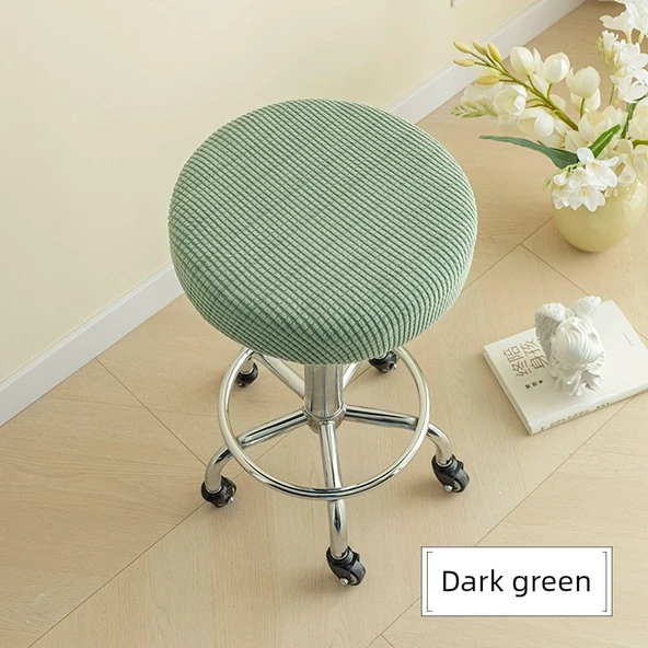 Yuvarlak Bar Sandalyesi Kılıfı - Koyu Yeşil - 36-40cm