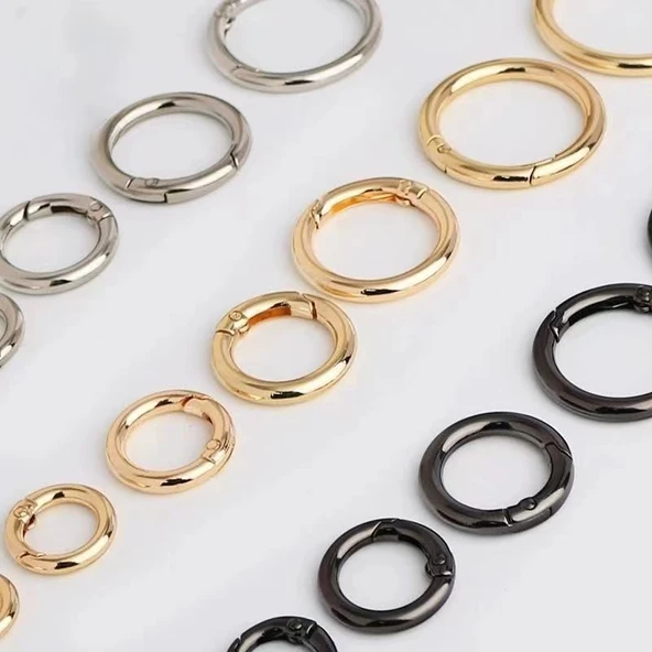 Çinko Alaşımlı Yuvarlak Kolye Yay Halkası - Açık Altın 18mm - 2