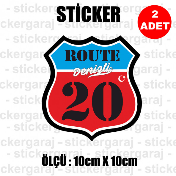 20 DENİZLİ 2 adet plaka sticker - il sehir rota etiket ürün görseli