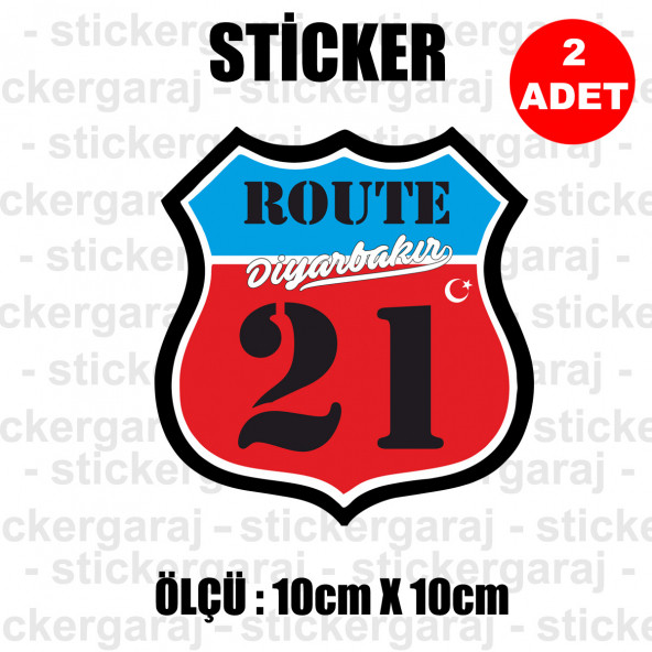 21 DİYARBAKIR 2 adet plaka sticker - il şehir rota etiket