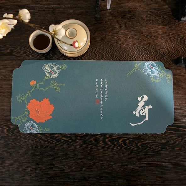 Zen Çay Matı - Çiçek Gölgesi-Fırça Lotus 20x45cm