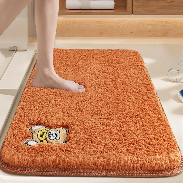 Hızlı Kuruyan Kaymaz Emici Banyo Paspası - 40x60cm - Şampanya Kek Kadife