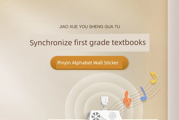 Çince Pinyin Alfabe Öğrenme Duvar Tablosu - [2 Yaprak] Pinyin + Sayı - 7