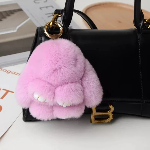 Tavşan Peluş Anahtarlık - Taro Moru - 10cm