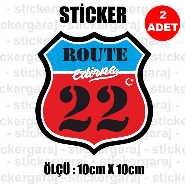 22 EDİRNE 2 adet plaka sticker - il şehir rota etiket - kask motosiklet otomobil araba pc laptop bilgisayar cam uyumlu