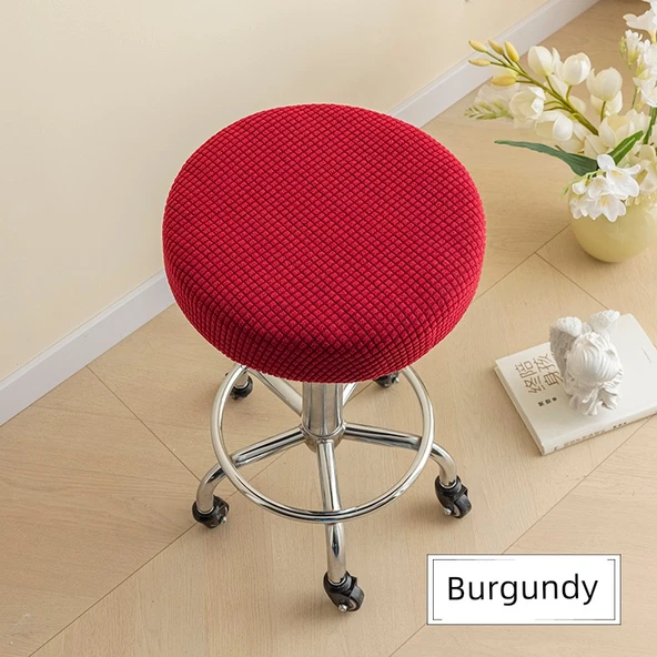 Yuvarlak Bar Sandalyesi Kılıfı - Bordo - 30-36cm