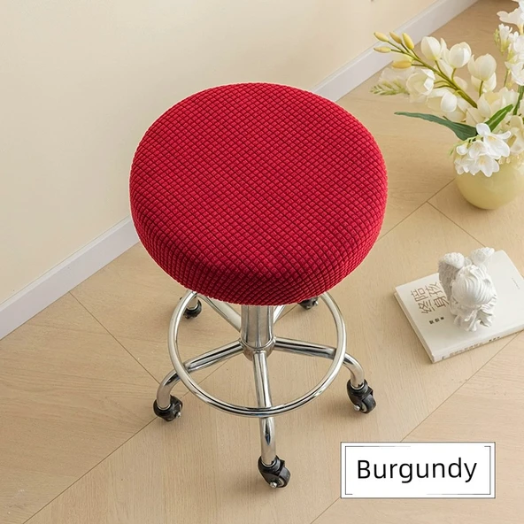 Yuvarlak Bar Sandalyesi Kılıfı - Bordo - 36-40cm