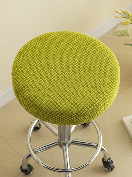 Yuvarlak Bar Sandalyesi Kılıfı - Bej Beyaz - 30-36cm - 6