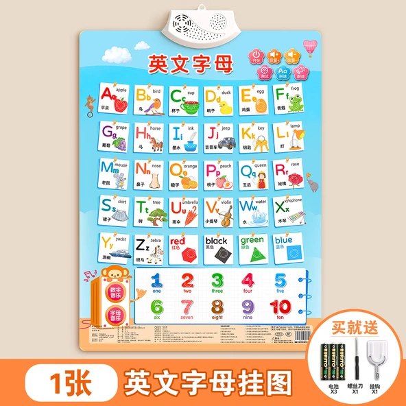 Çince Pinyin Alfabe Öğrenme Duvar Tablosu - İngilizce Alfabe