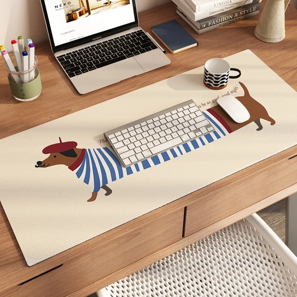Çizgi Film Desenli Su Geçirmez Yağa Dayanıklı Ofis Masa Matı - Uzun Parşömen Leke Tutmaz Ped 40x90cm
