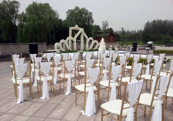 Düğün Sandalye Dekorasyon Tül Fiyonk - 65x180cm - Siyah - 7