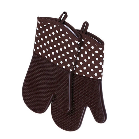 Isıya Dayanıklı Silikon Fırın Eldiveni - Kahverengi 33cm (1 Çift)