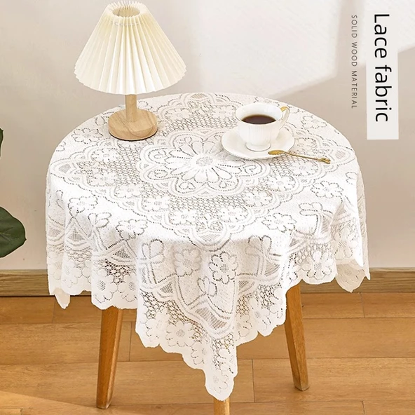 Dantel Masa Örtüsü Ins Tarzı Kare Kahve Sehpası Örtüsü - Kare Dantel 60x60cm (2 Adet) - 2