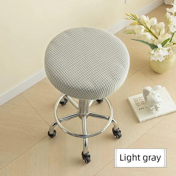 Yuvarlak Tabure Kılıfı - Açık Gri - 36-40cm
