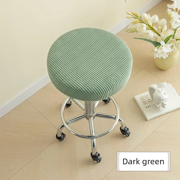 Yuvarlak Tabure Kılıfı - Koyu Yeşil - 30-36cm