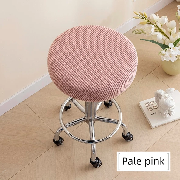 Yuvarlak Tabure Kılıfı - Soluk Pembe - 36-40cm