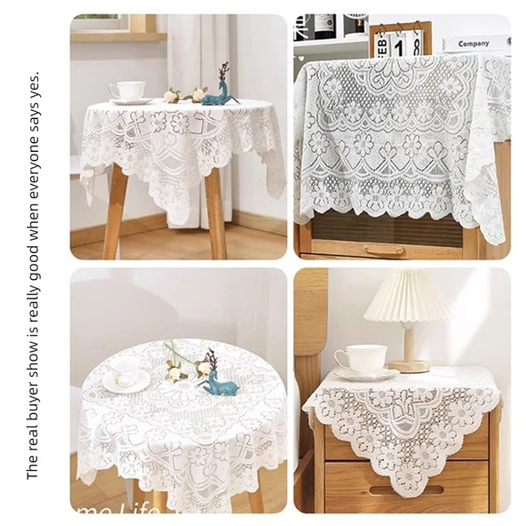 Dantel Masa Örtüsü Ins Tarzı Kare Kahve Sehpası Örtüsü - Kare Dantel 60x60cm (2 Adet) - 6